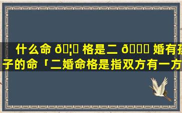 什么命 🦍 格是二 🍀 婚有孩子的命「二婚命格是指双方有一方二婚吗」